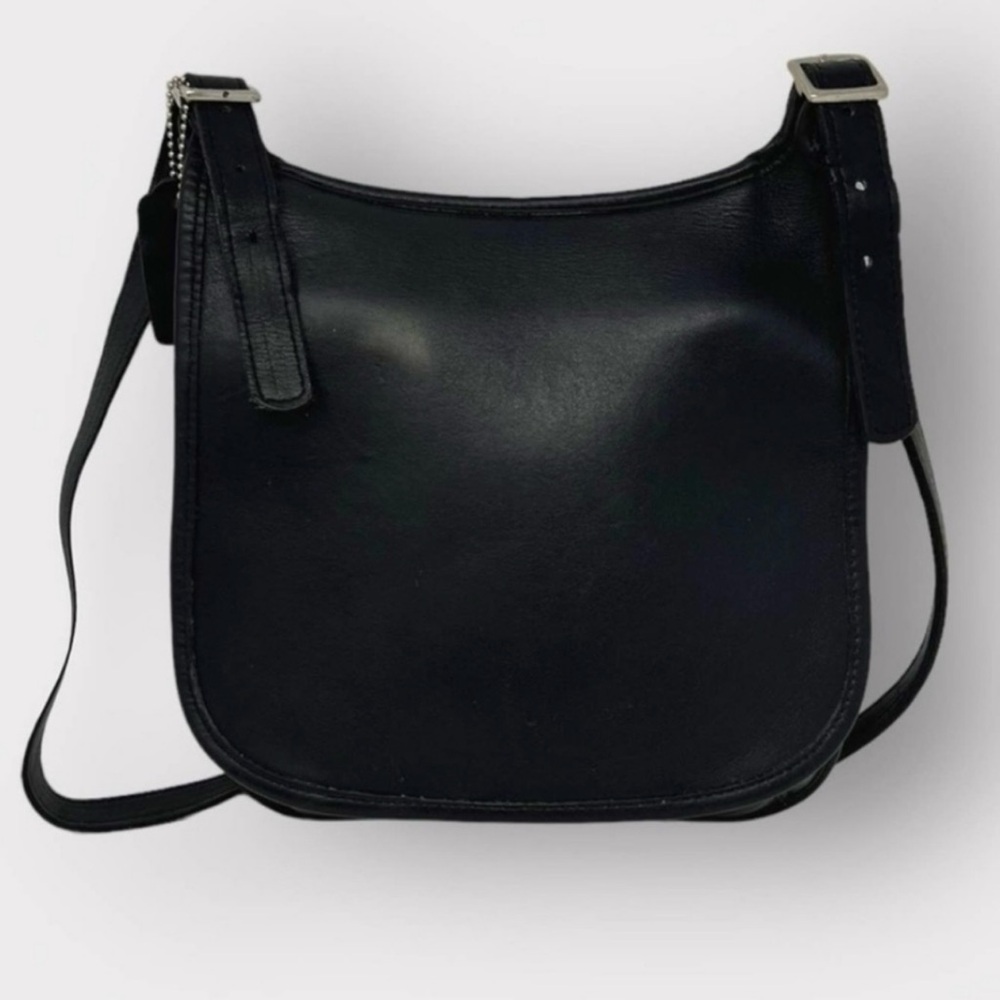 Vintage Coach Small Hippie Flap Crossbody Black leather bag #9135